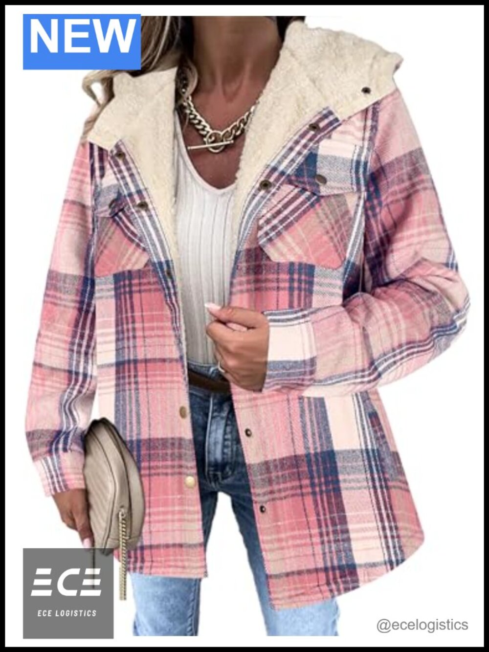 Zeagoo Plaid Shacket Fleece Lined Hooded Button Front Jacket